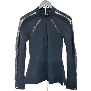 Free People Black Mesh & Spandex Long Sleeve Top – Size S